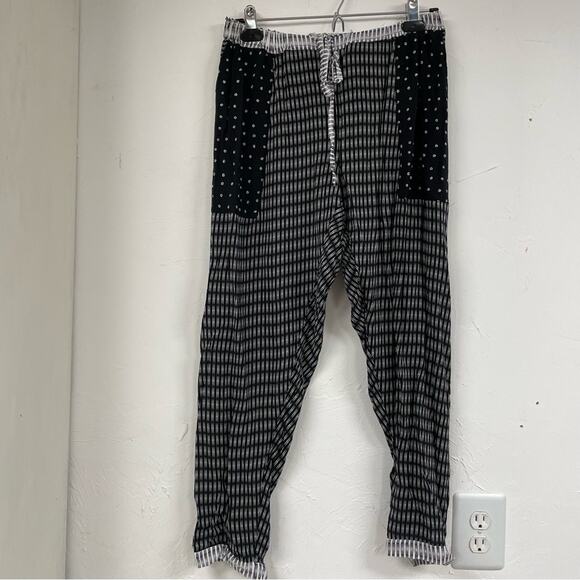 Hatch Anthropologie Black & White Mixed Print Womens Jogger Pants 2 Lightweight - Picture 1 of 8